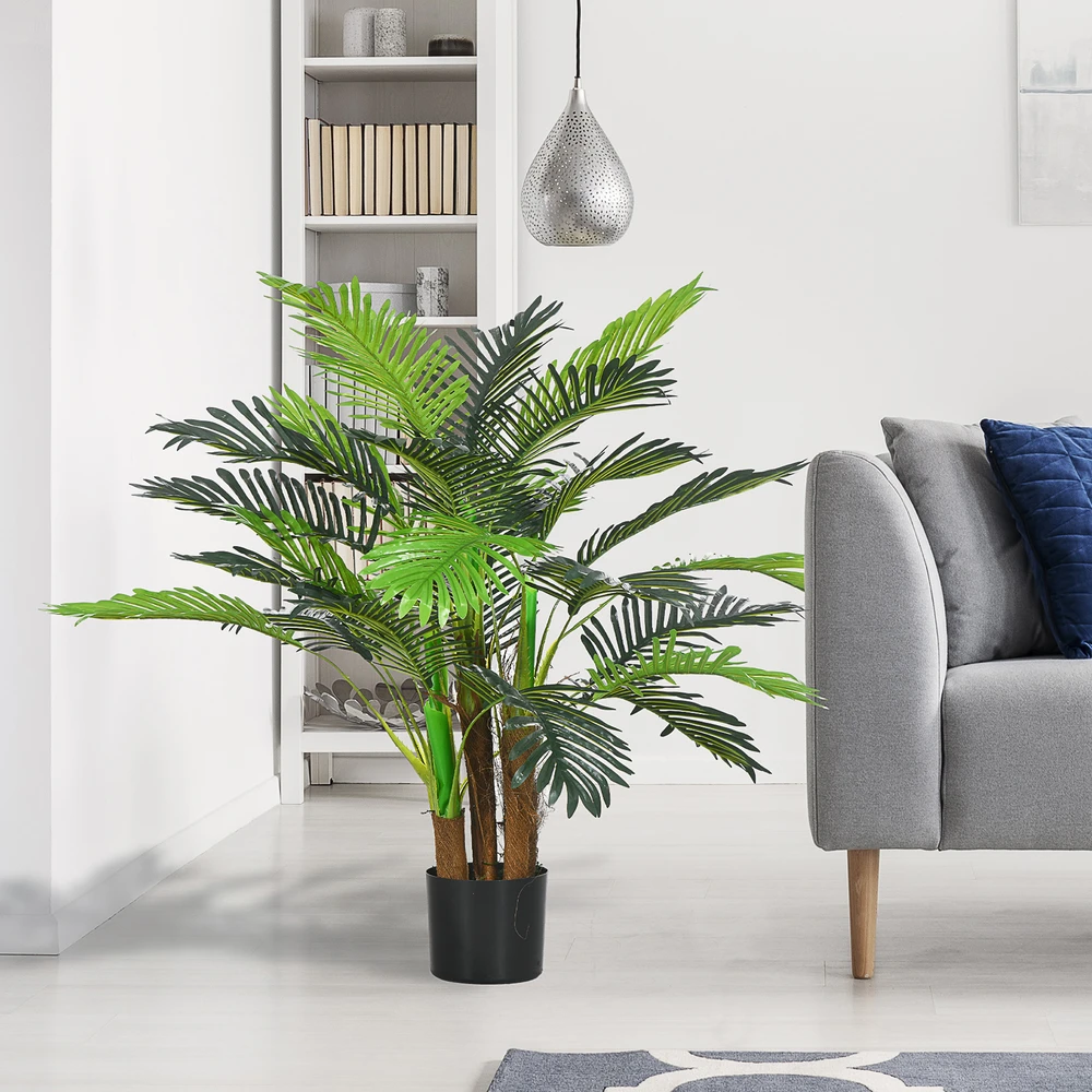 Aosom Dirbtinė palmė, 1 m, žalios ir rudos spalvos, plastikas, su vazonu