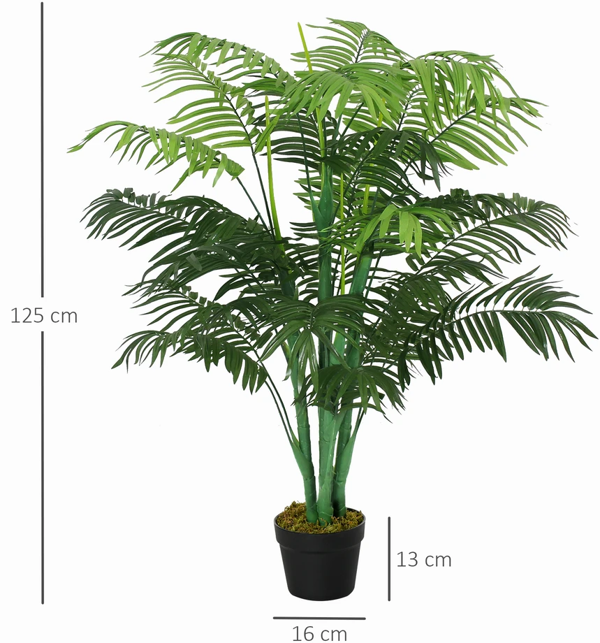 Aosom Dirbtinė palmė, žalia, 125 cm, vazonėlyje