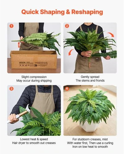 VEVOR Dirbtiniai paparčiai Boston fern, žali, šilkas ir LDPE, skersmuo 114 cm, 2 vnt.