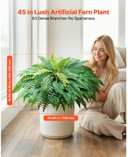 VEVOR Dirbtiniai paparčiai Boston fern, žali, šilkas ir LDPE, skersmuo 114 cm, 2 vnt.
