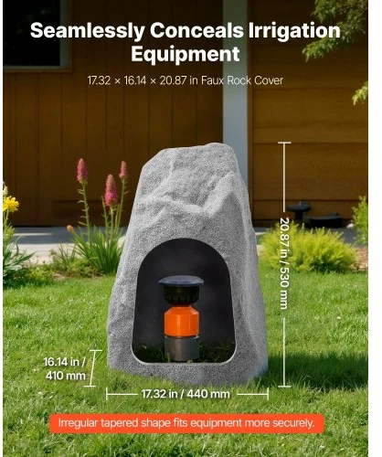 VEVOR Dirbtinis akmens gaubtas šulinio siurbliui, pilkas, HDPE, 44 x 41 x 53 cm