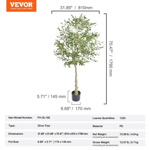 Koduva Dirbtinis alyvmedis VEVOR FH-GL180, PE, žalias, 1,8 m