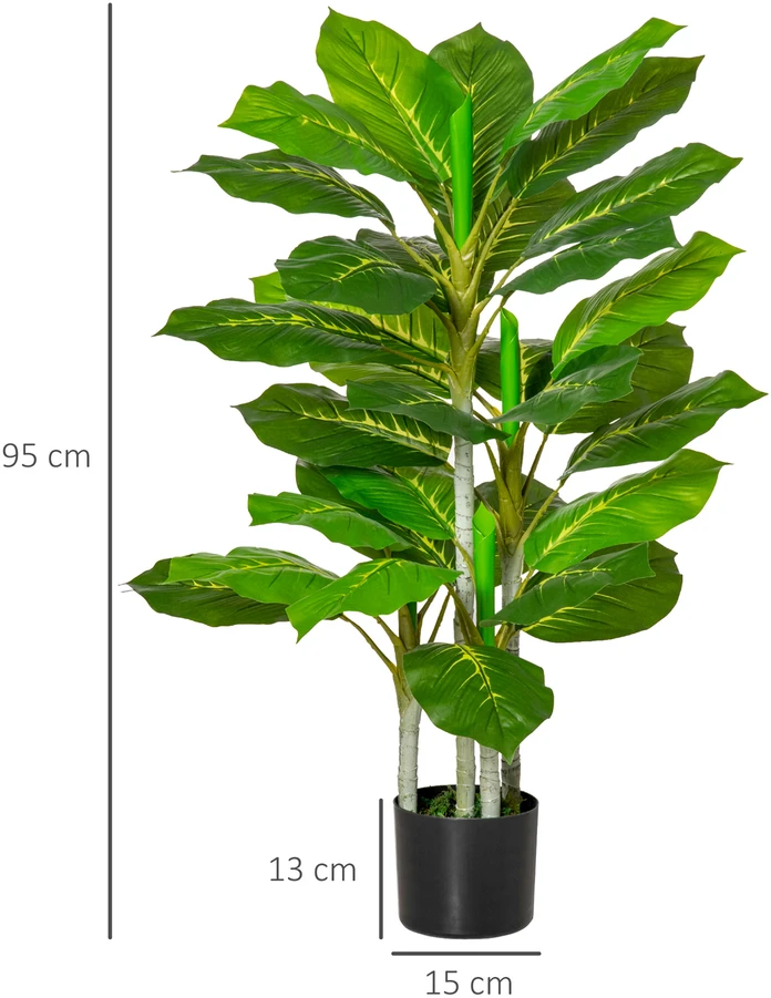 Aosom Dirbtinis augalas, 95 cm, žalias, su 33 lapais, vazonas