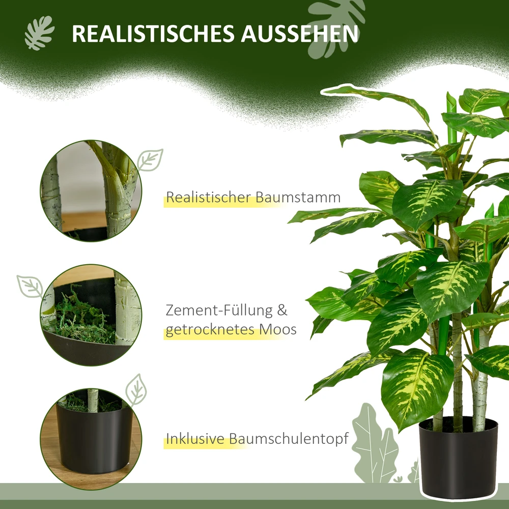 Aosom Dirbtinis augalas Dieffenbachia, žalia, 95 cm