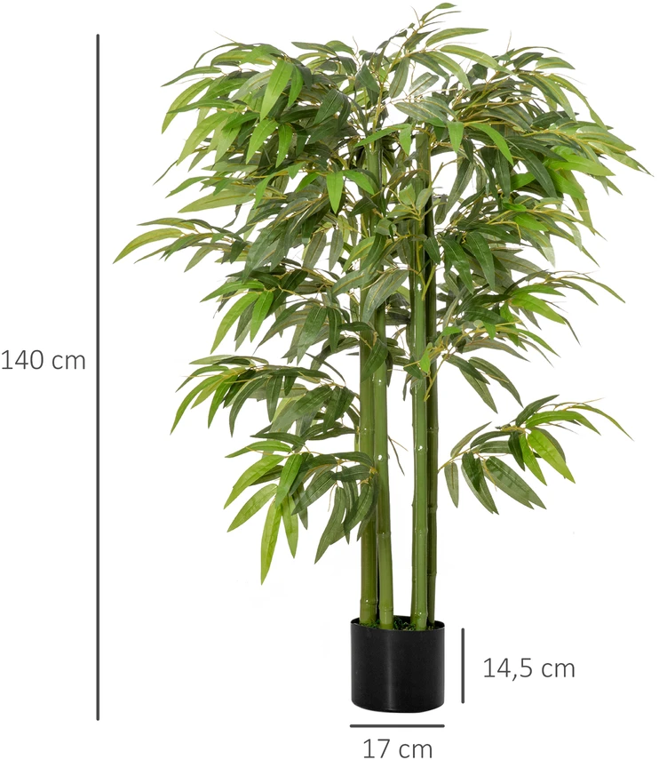 Aosom Dirbtinis bambukas vazone, žalias, 140 cm