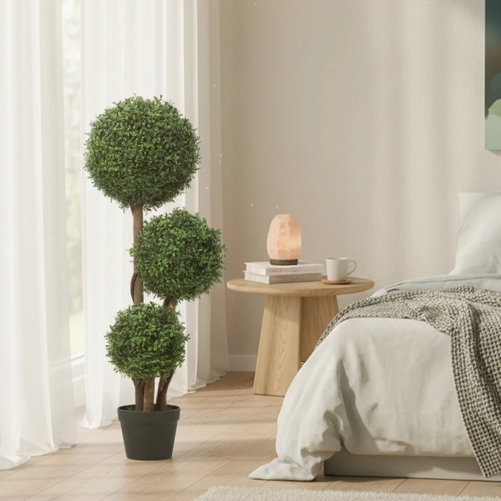 Aosom Dirbtinis buxuso topiaras su 3 rutuliais, žalias, 100 cm
