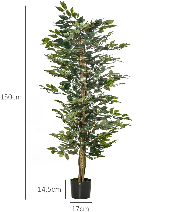 Aosom Dirbtinis fikuso medis, žalias, 150 cm