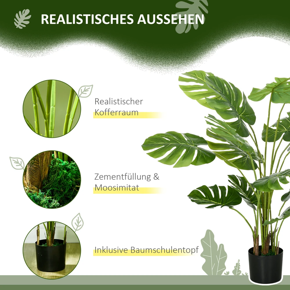 Aosom Dirbtinis monstera deliciosa augalas, žalias, 120 cm