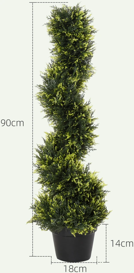 Aosom Dirbtinis spiralinis kedro medis su vazonu, 90 cm, žalias
