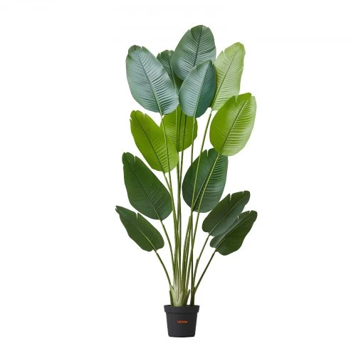 VEVOR Dirbtinis tropinis augalas rojaus paukštė, 190 cm, 13 kamienų, baltas vazonas