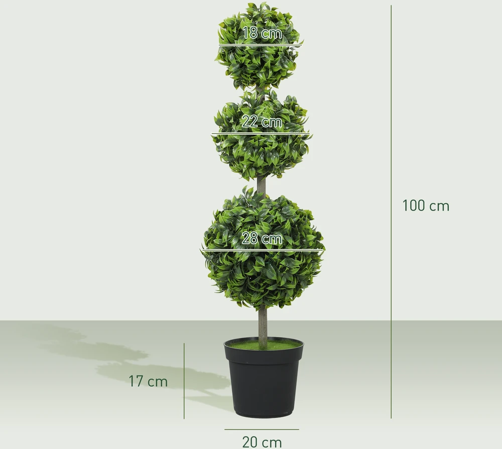 Aosom Dirbtinių vazoninių augalų rinkinys, žalia, 100 cm