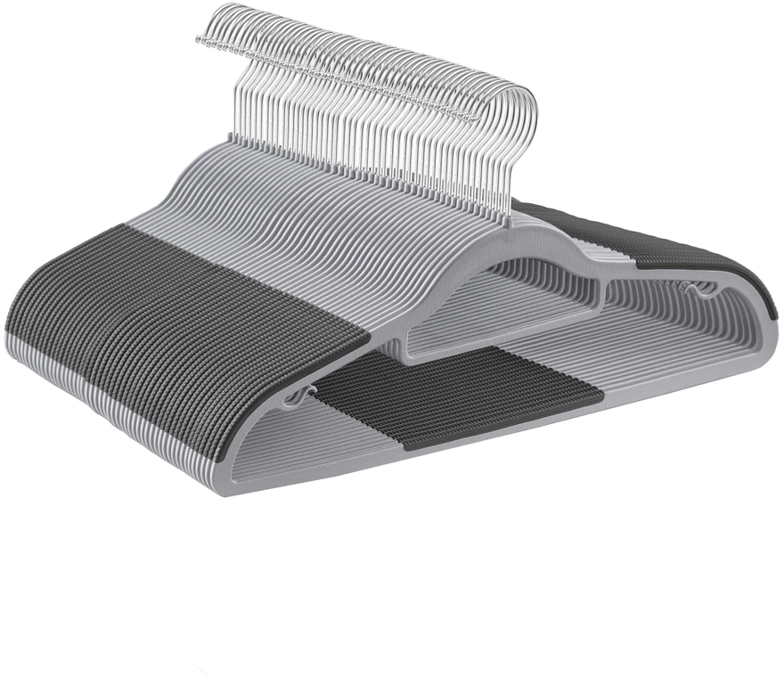 Koduva Drabužių pakabos, 50 vnt., ABS plastikas, 42 x 0,6 x 21,5 cm, pilkai sidabrinės