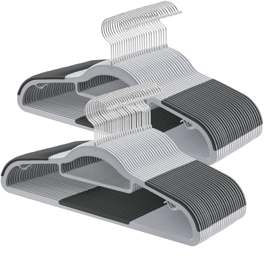 Koduva Drabužių pakabos, 50 vnt., ABS plastikas, 42 x 0,6 x 21,5 cm, pilkai sidabrinės