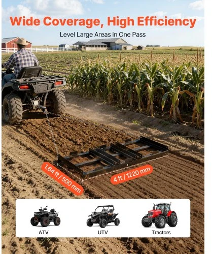 VEVOR Drag harrow, 122 x 50 cm, galvanizuotas plienas, tinka ATV, UTV ir traktoriams