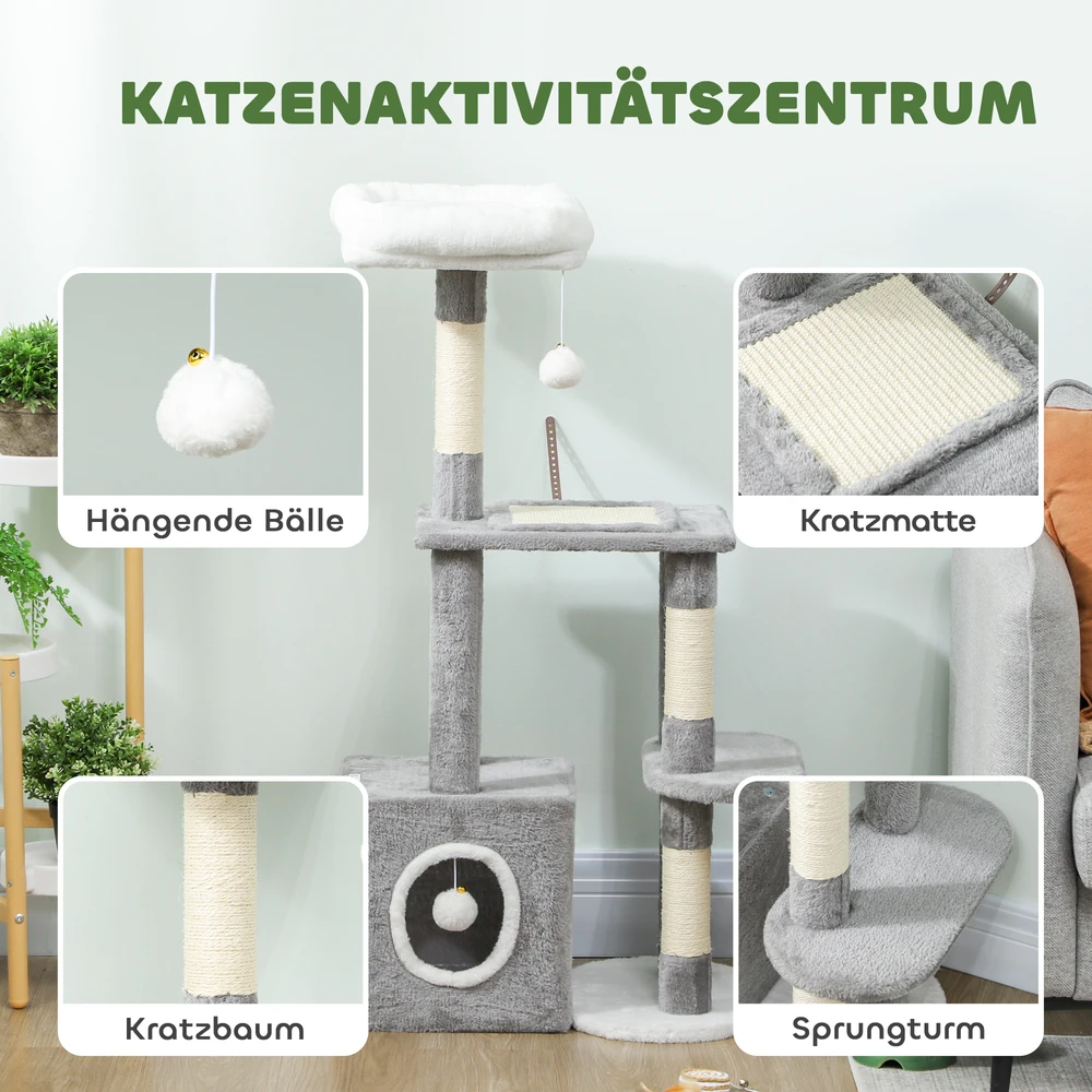 Aosom Draskyklė katei su urvu, 107 cm, pilka