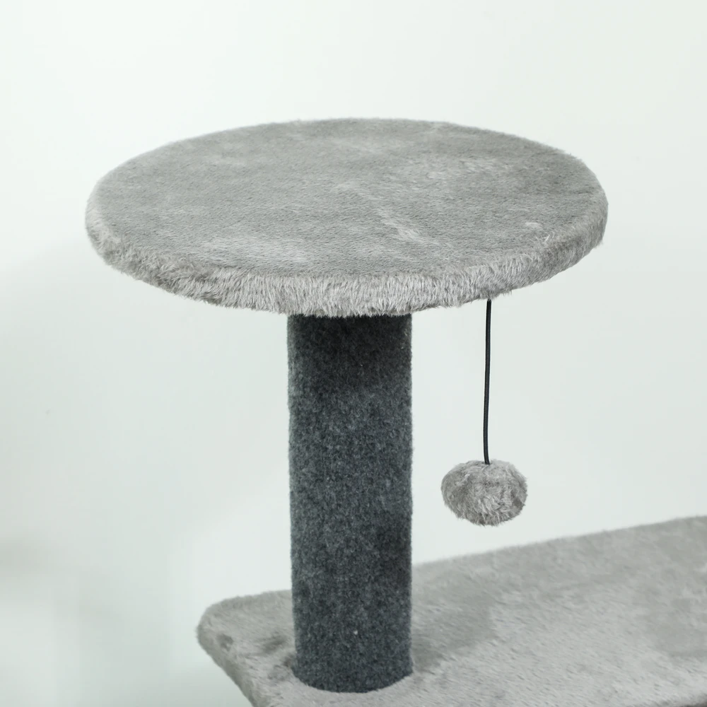 Aosom Draskyklė katėms 103 cm, su kačių nameliu, platformomis, sizalio stulpais, pilka
