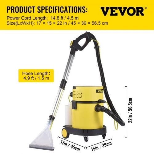 VEVOR Drėgno ir sauso valymo dulkių siurblys, 20 l, 1200 W, 230 V, su nuotoliniu valdymu