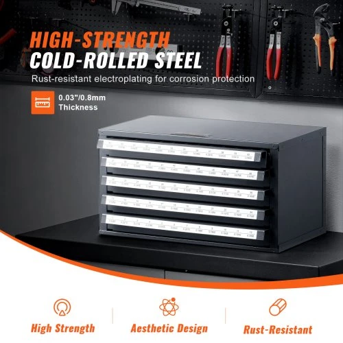 Koduva Drill organizer cabinet VEVOR ET5-D, pilkas su oranžine tekstūra, 41 x 26 x 26 cm
