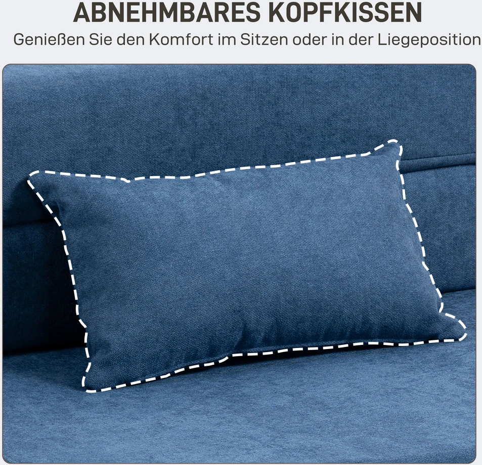 Fotelis Aosom Dugno sofa-lova, tamsiai mėlyna, 210 x 80 x 15 cm