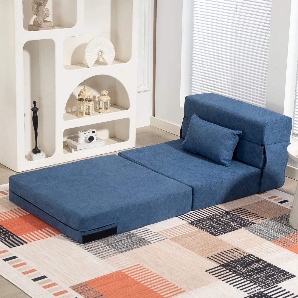 Fotelis Aosom Dugno sofa-lova, tamsiai mėlyna, 210 x 80 x 15 cm