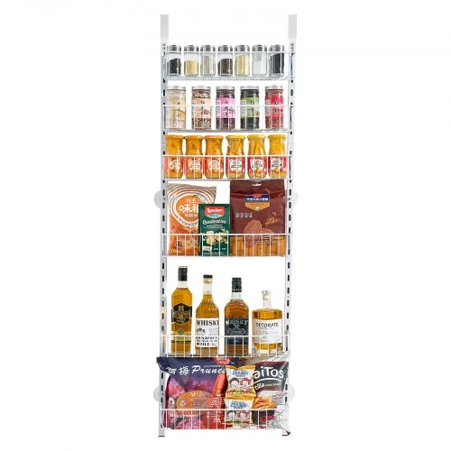 Koduva Durų kabinamas sandėliuko laikiklis VEVOR DPO-6A, 6 aukštų, plienas, baltas, 42 x 18 x 133 cm
