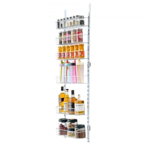 Koduva Durų kabinamas sandėliuko laikiklis VEVOR DPO-6A, 6 aukštų, plienas, baltas, 42 x 18 x 133 cm