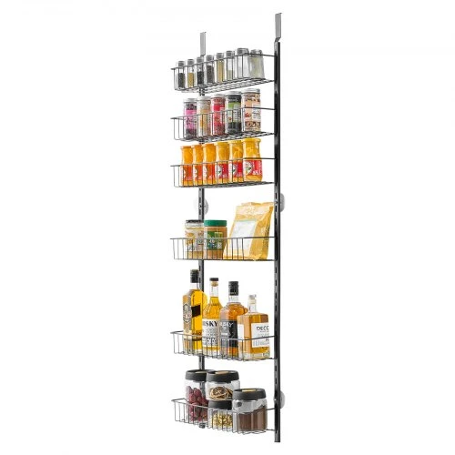 Koduva Durų sandėliuko organizatorius VEVOR, 6 aukštų, plieno, juodas, 42 x 18 x 133 cm