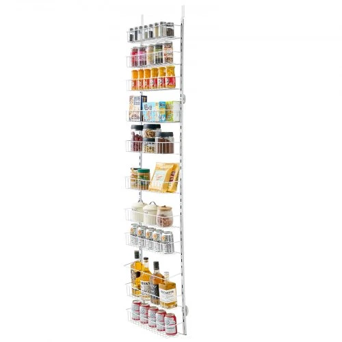 Koduva Durų sandėliuko organizatorius VEVOR DPO-10, 10 pakopų, plienas, baltas, 42 x 18 x 195 cm