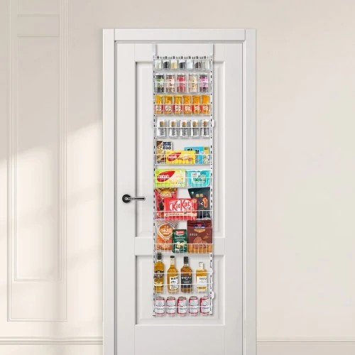 Koduva Durų sandėliuko organizatorius VEVOR DPO-10, 10 pakopų, plienas, baltas, 42 x 18 x 195 cm