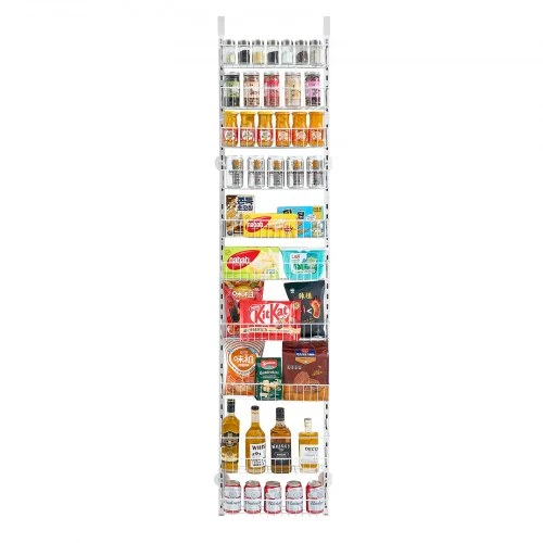 Koduva Durų sandėliuko organizatorius VEVOR DPO-10, 10 pakopų, plienas, baltas, 42 x 18 x 195 cm