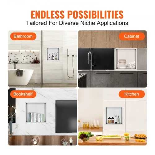 Koduva Dušo niša VEVOR, 304 nerūdijantis plienas, sidabrinė, 10 x 33 x 33 cm