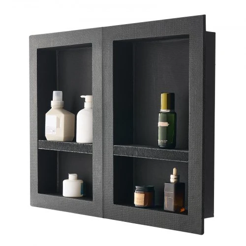 VEVOR Dušo niša su kilnojama lentyna, 2 vnt., XPS plastikas, juoda, 40,6 x 61 cm