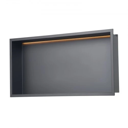 VEVOR Dušo niša su LED juosta, nerūdijantis plienas, juoda, 33 x 64 x 10 cm