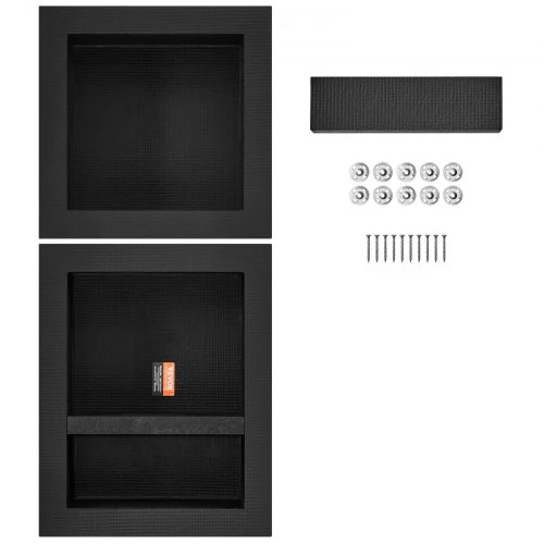 VEVOR Dušo niša, triguba lentyna, XPS plastikas, juoda, 10 x 41 x 102 cm