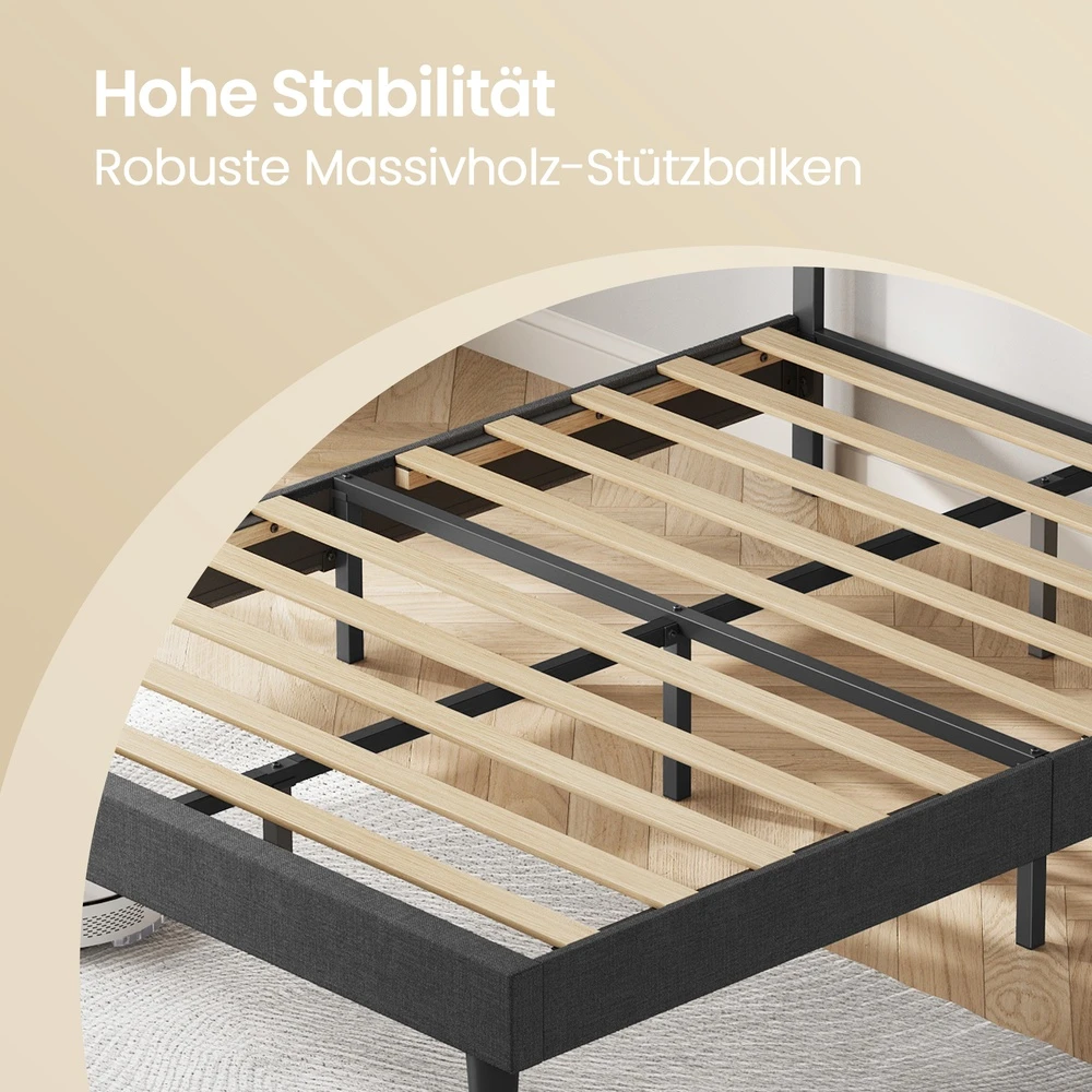 Lova Songmics Dvigulės lovos rėmas 140 x 190 cm čiužiniui, reguliuojamas paminkštintas galvūgalis, pilkas