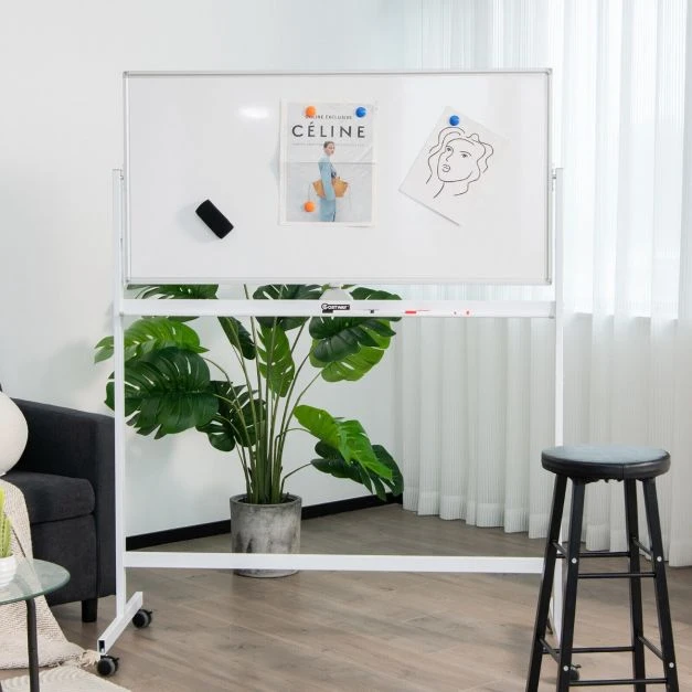 Promotion Dvipusė magnetinė mobilioji lenta 120x60 cm balta