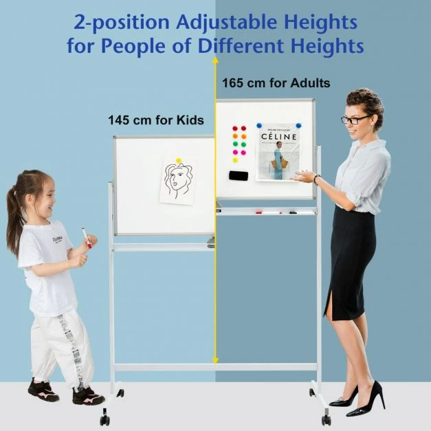 Promotion Dvipusė magnetinė mobilioji lenta 120x60 cm balta