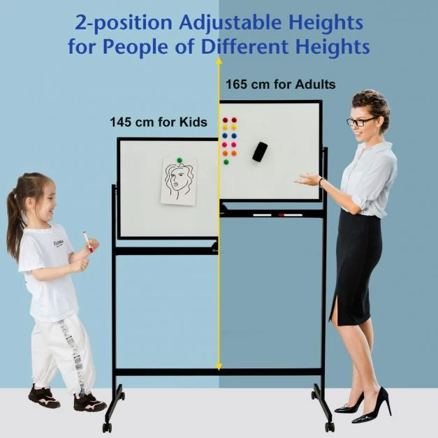 Promotion Dvipusė magnetinė mobilioji lenta 120x60 cm juoda