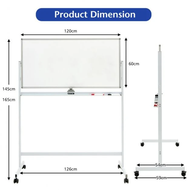Promotion Dvipusė magnetinė mobilioji lenta 120x60 cm balta