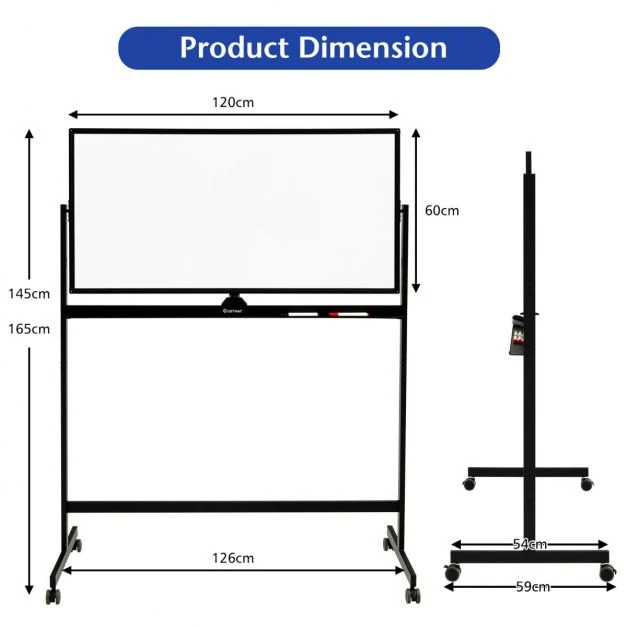 Promotion Dvipusė magnetinė mobilioji lenta 120x60 cm juoda