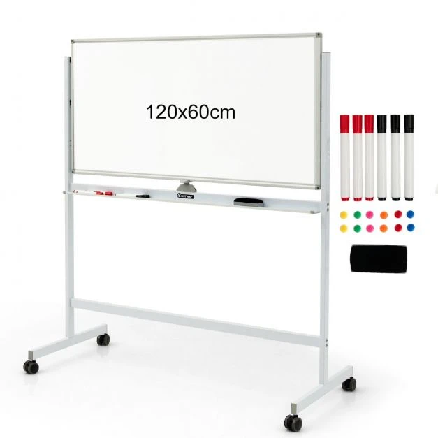 Promotion Dvipusė magnetinė mobilioji lenta 120x60 cm balta