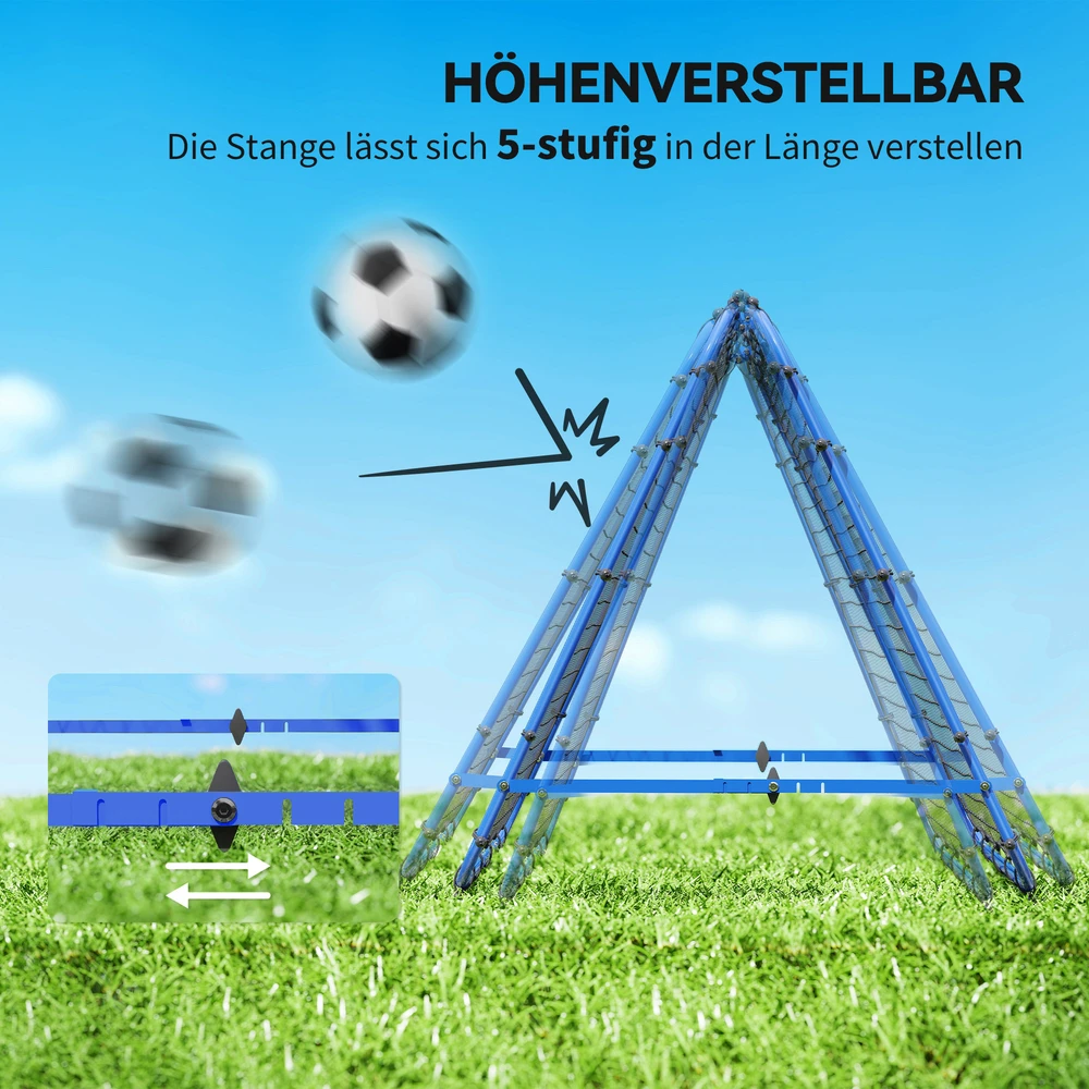 Aosom Dvipusis futbolo rebounderis su reguliuojamu kampu, mėlynas, 100 x 68-95 x 90 cm