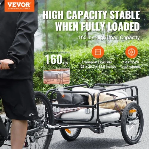 VEVOR Dviračio krovininė priekaba CT903L, iki 72,5kg, plienas, 141 x 73 x 55 cm
