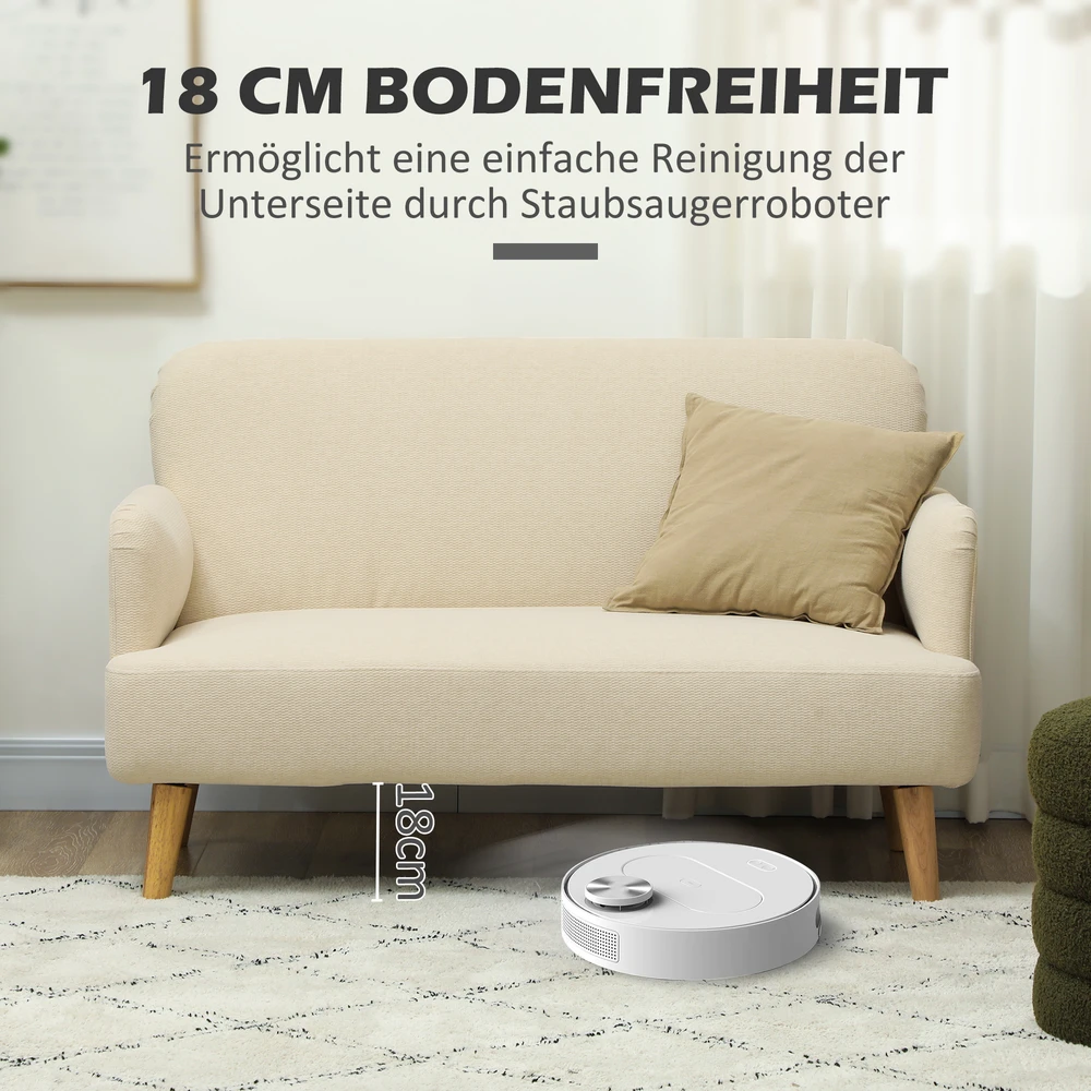 Aosom Dvivietė sofa, kompaktiška, kreminė balta, 130 x 74 x 79 cm