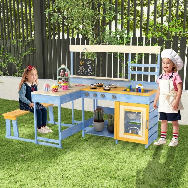 Promotion Eglės Medžio Purvo Virtuvė su Vaikų Pikniko Stalu, Mėlyna