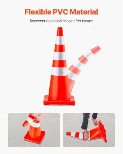 VEVOR Eismo kūgiai, 6 vnt., PVC, oranžiniai, 90 cm