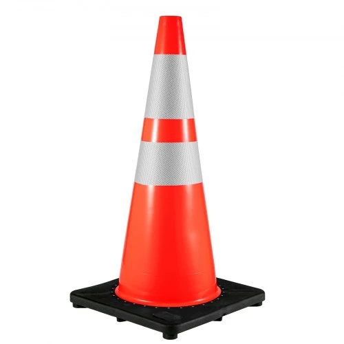 VEVOR Eismo kūgiai, 6 vnt., PVC, oranžiniai, su juodu pasunkintu pagrindu, 92 cm