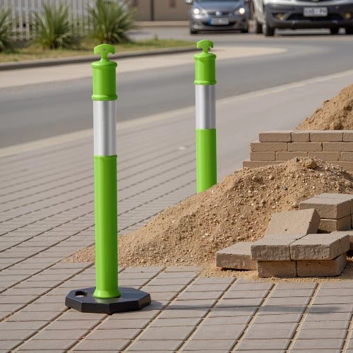 VEVOR Eismo nukreipiamieji stulpeliai, 3 vnt., su pasunkintu pagrindu ir atšvaitine juosta, 114 cm, žali