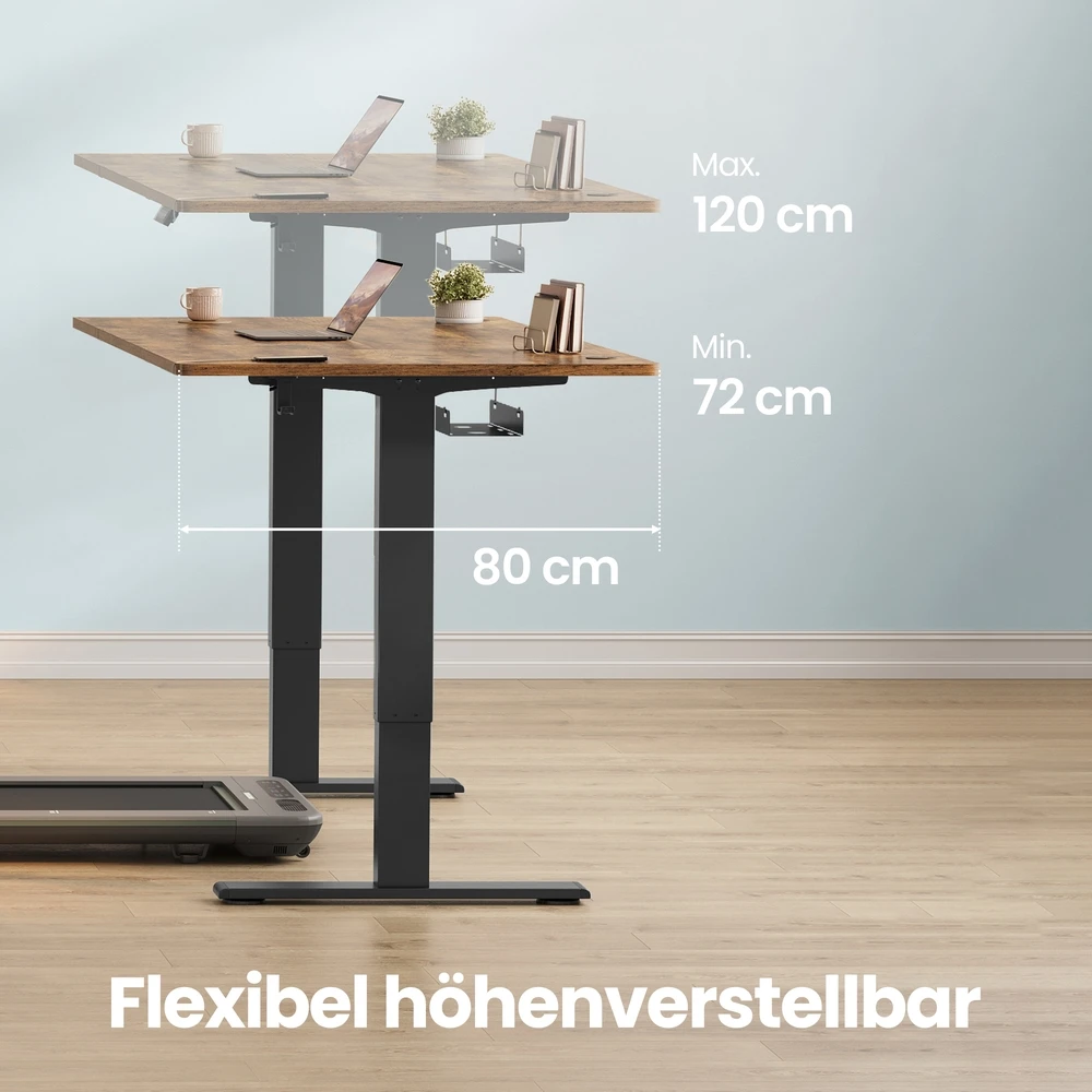 Koduva Elektra reguliuojamo aukščio rašomasis stalas, 180 x 80 cm, rudas, su USB-C jungtimi