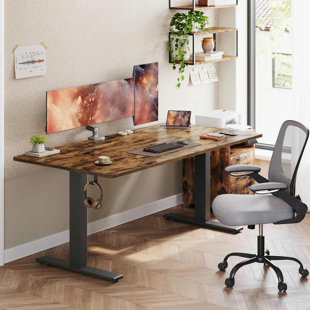 Koduva Elektra reguliuojamo aukščio rašomasis stalas, 160 x 80 cm, rudas, su USB-C jungtimi
